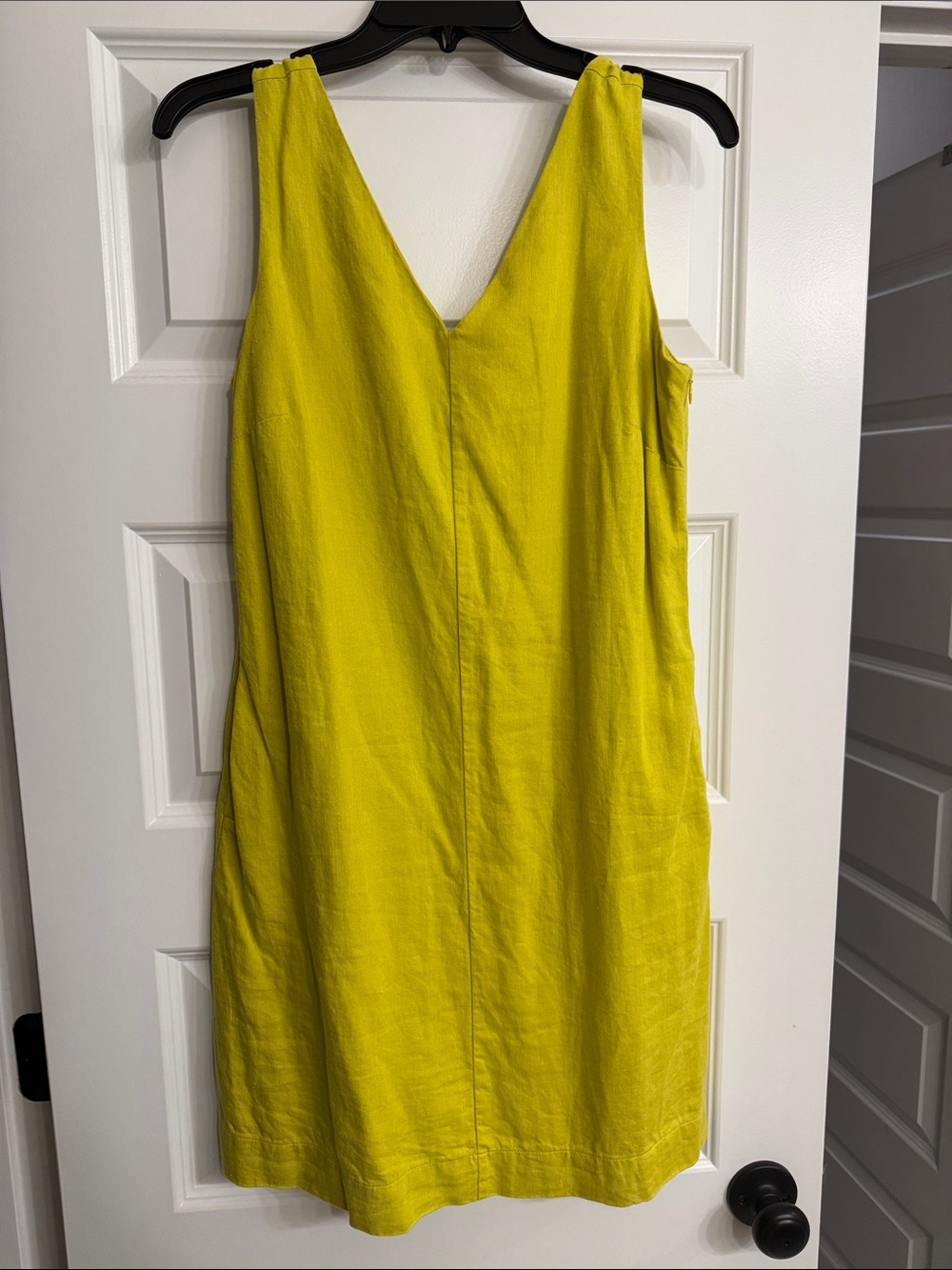 Sleeveless V-Neck Shift Dress in Lemon Yellow